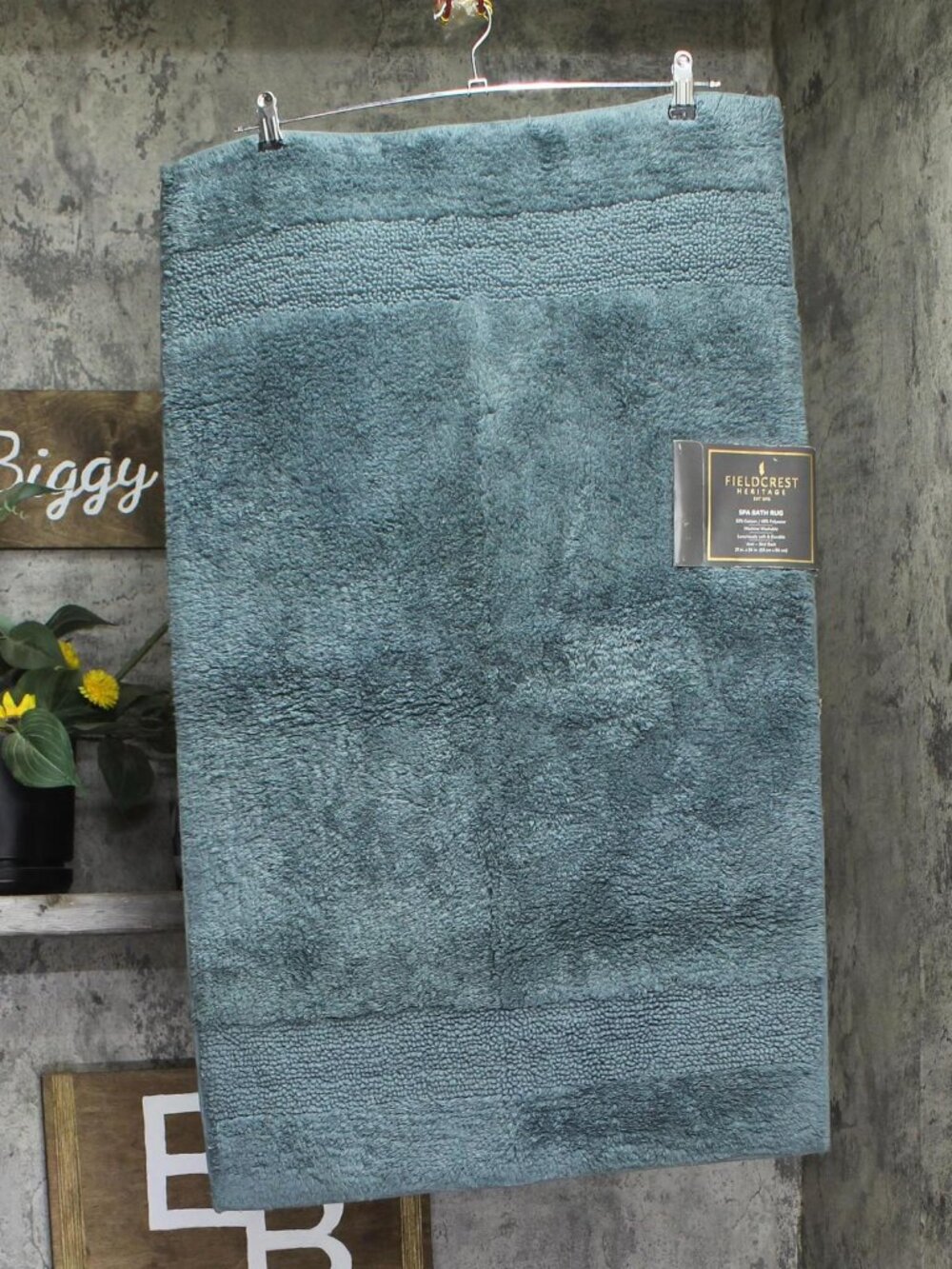 NWT Fieldcrest Spa Bath Rug Plush Mat Anti Skid Mineral Blue 21x34